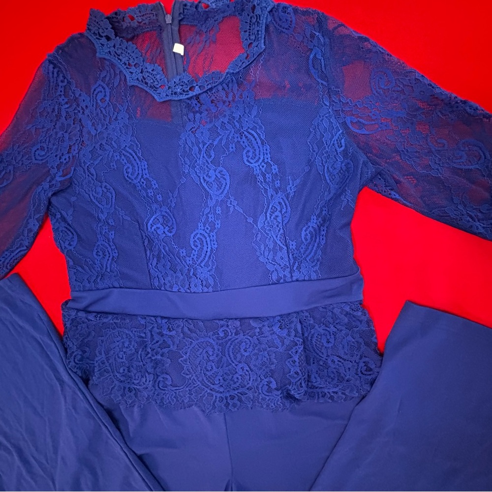 Blue Lace Detail Jumpsuit size XXL - Picture 13 of 15